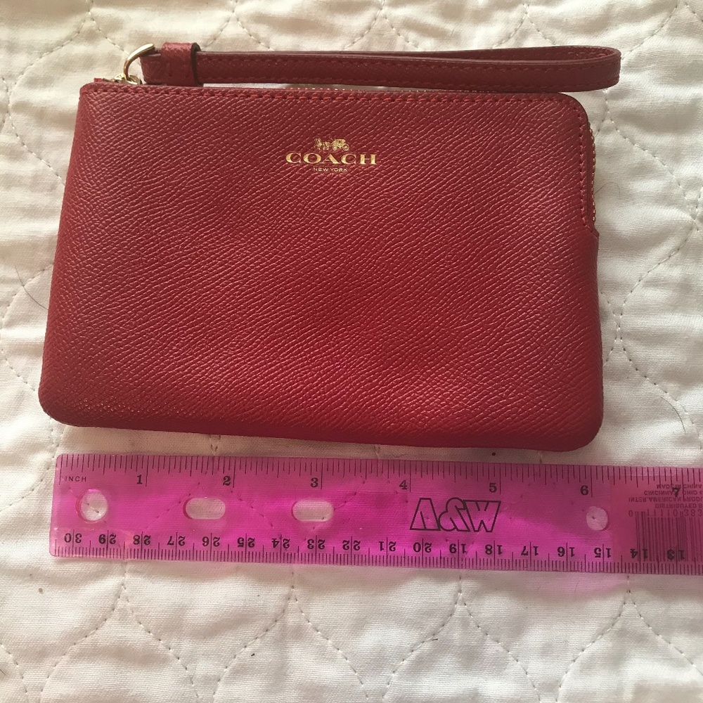 Red Coach Corner Zip Wristlet